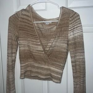 American Eagle Outfitters Tan and Cream Knit Sweater
